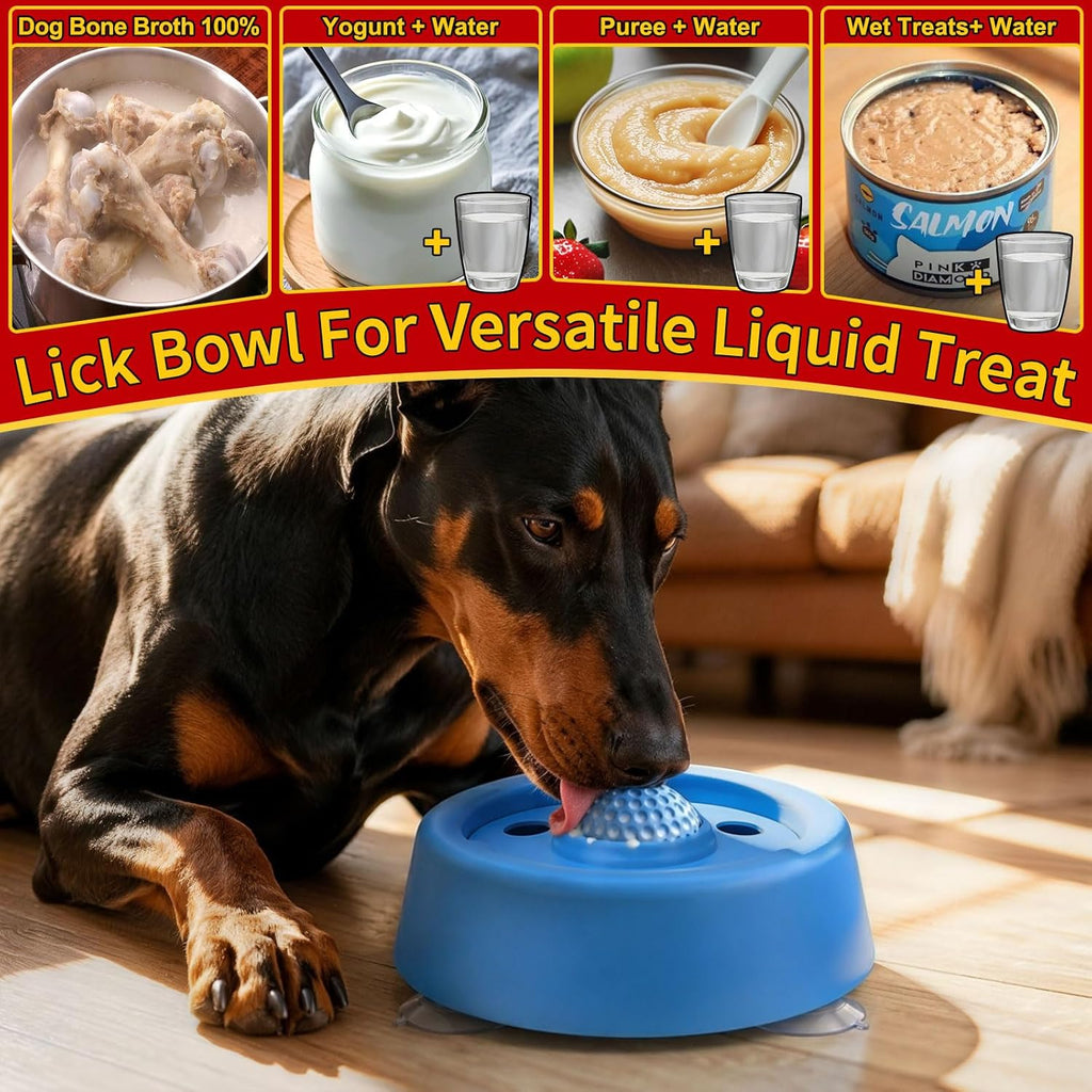Slow Feeder Dog Bowls, 250Ml Dog Lick Bowl with Rolling Ball, Non-Slip Slow Feeding Dog Bowl, Mental Enrichment Licking Bowl for Small Medium Large Dogs